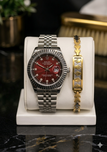 Rolex Datejust 36 or 41 with Red /Silver Vignette Diamond Dial+ bracelet free ￼